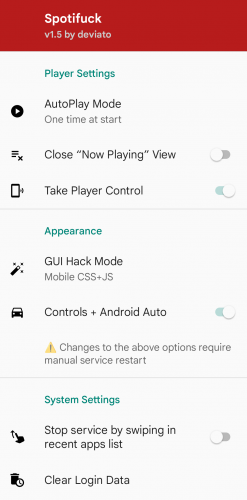 Spotifuck App Settings & CSS Hacks